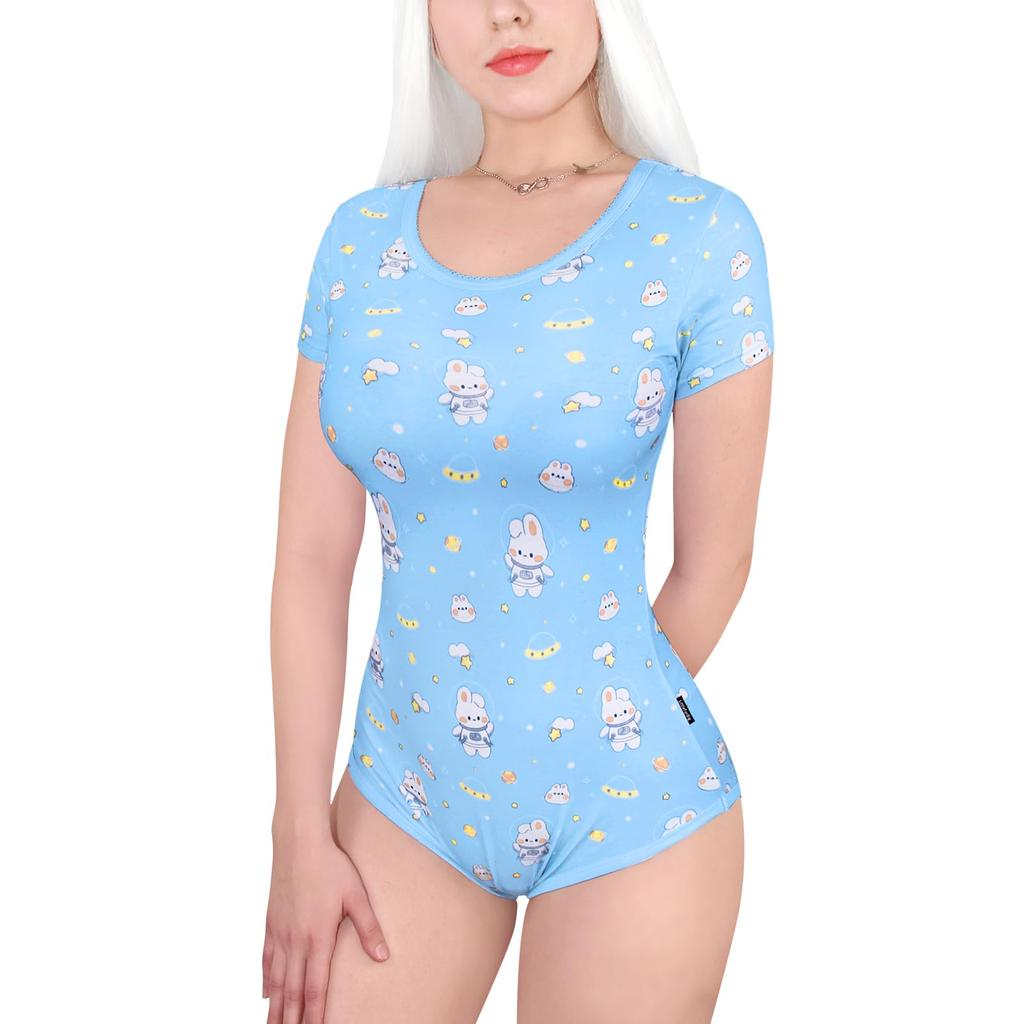 [LittleForBig] Adult Romper [Spaceman Bunny] Cotton Pajama Bodysuit, Size M