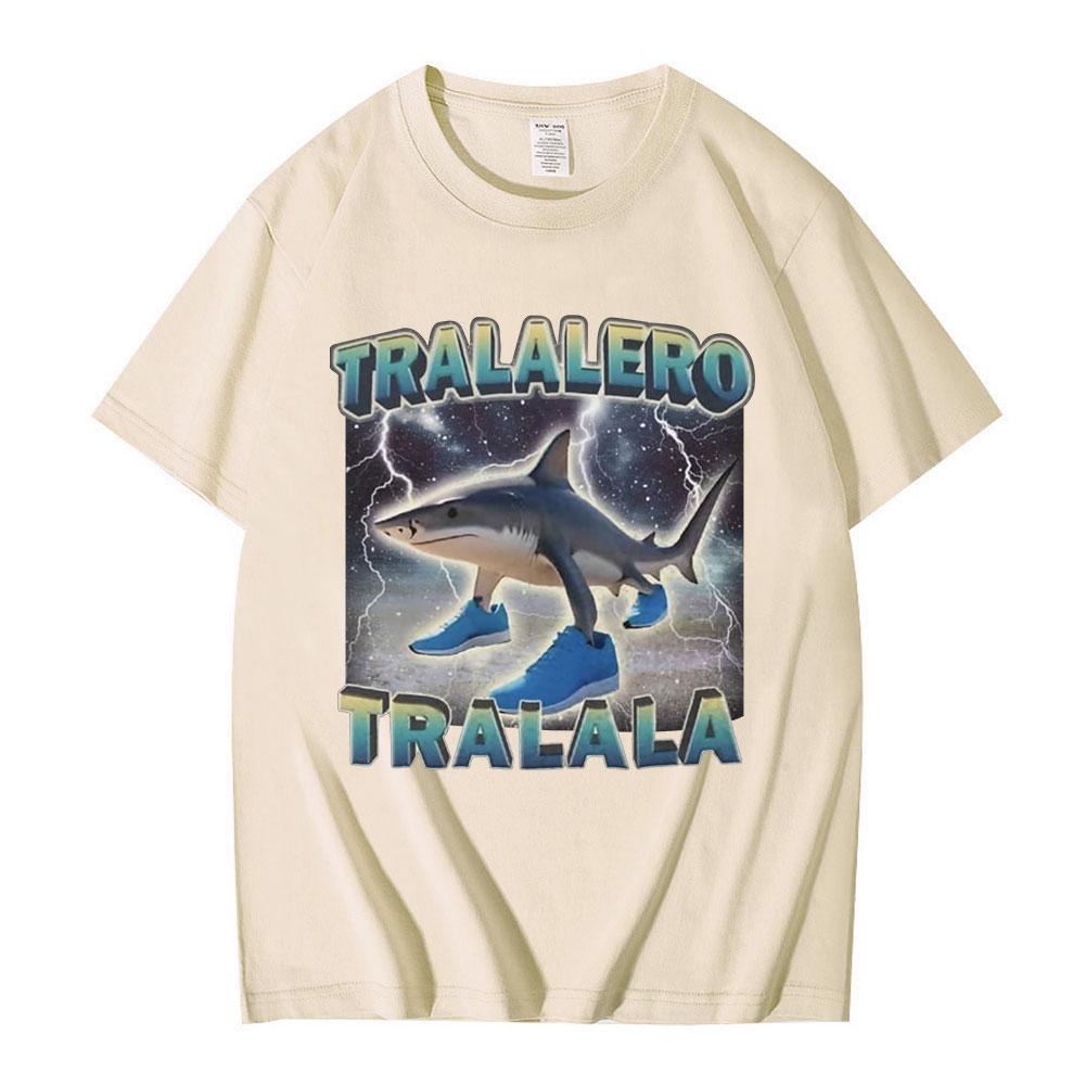 Tralalero Tralala Funny Shark Italian Brainrot Meme T-shirt Men Clothing Fashion Humor T Shirts Unisex Summer Cotton T Shirt Top