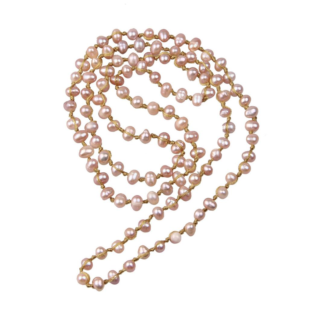 KELITCH Choker, Elegant Long Pearl Necklace for Women, Simple Design, Perfect for Weddings (Yellow)