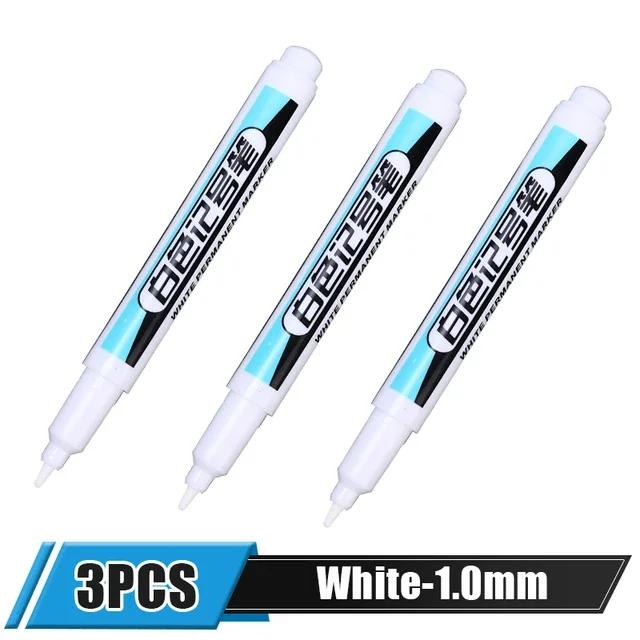 3Pcs Oily White Marker Pen Graffiti Pens Waterproof Permanent Gel Pencil Tire Notebook Glass Painting Pen 0.7mm 1mm