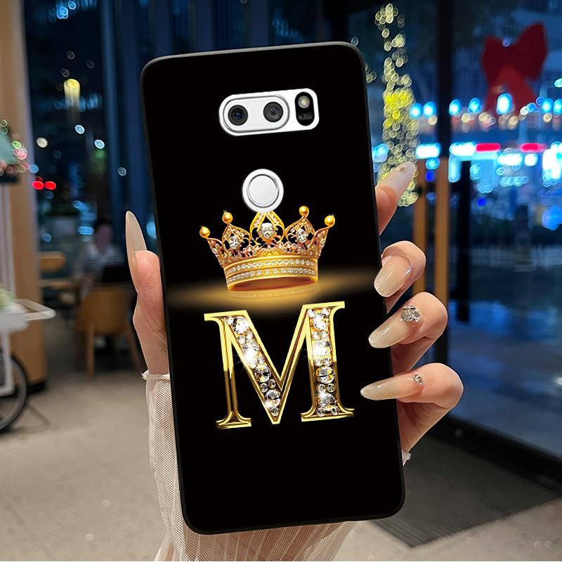 Phone Case For LG V30/V30 Plus/V30S ThinQ/V35 ThinQ Soft Silicone Beautiful Trendy Crown Letter Pattern Black Case Casing
