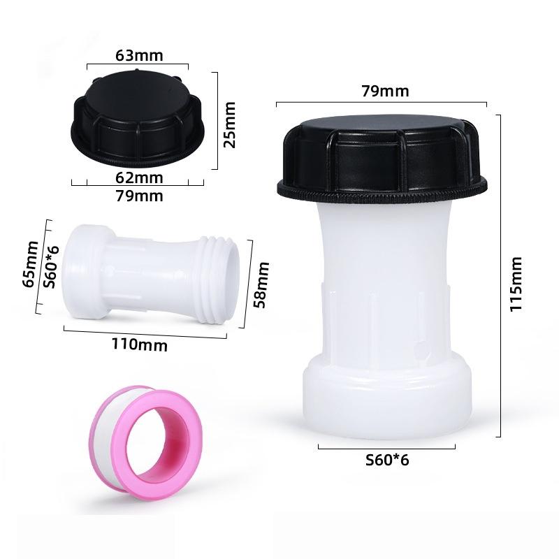 Plastová prodlužovací trubice IBC adaptér pro montáž IBC nádrž na dešťovou vodu vývod kanystru S60X6 k sudovému sudu Pipe Joint