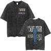 Vintage Washed Anime The Summer Hikaru Died Yoshiki Graphic T-shirt Men Women Printed Tee Summer Casual Fashion Clothing Tops Streetwear