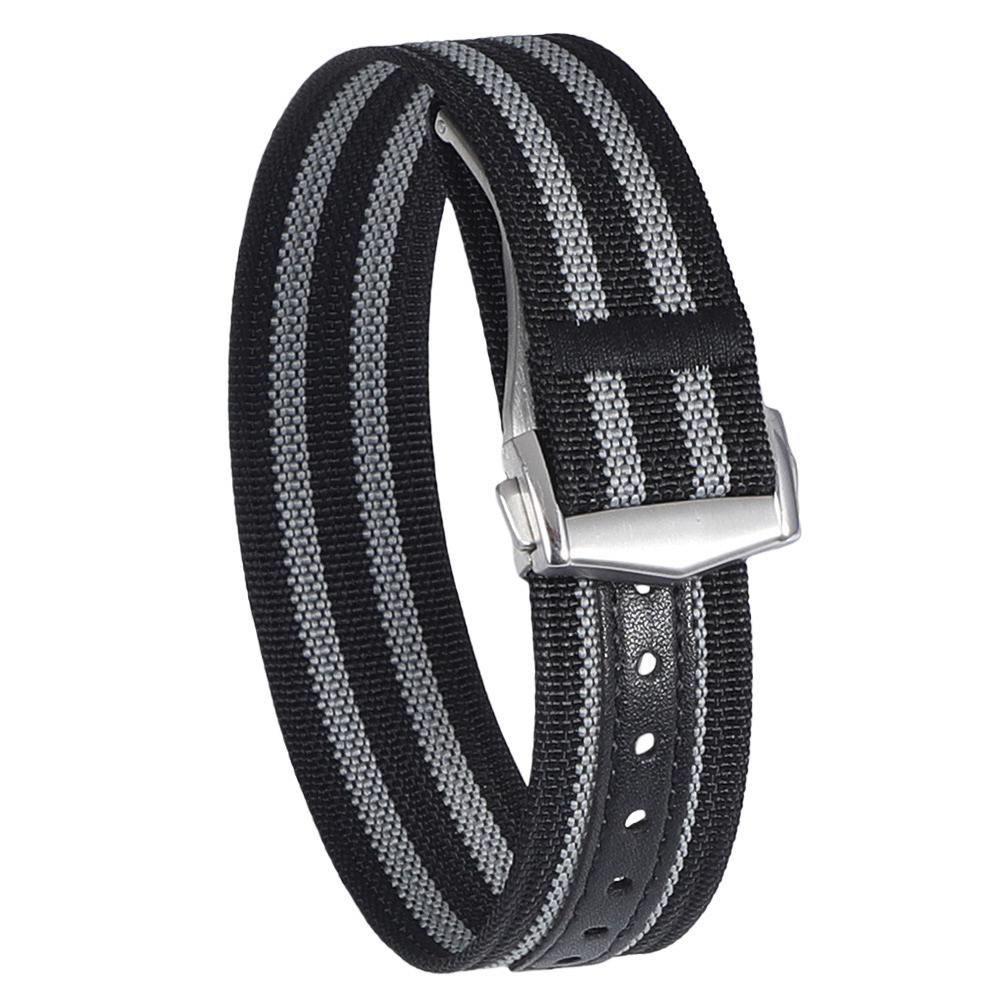 Premium Ribbed Watch Band Deployant Clasp Nylon 20mm 22mm Watch Strap for Omega Folding Buckle Watchband Sport Wristband For Men