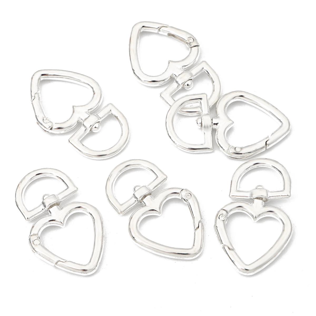 

2 шт./пакет, персиковое сердце, металлическая пружинная застежка, брелок для ключей, разъемы для DIY, аксессуары для изготовления ключей серебряный