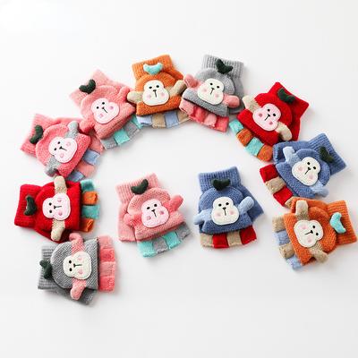 Guanti ricoperti con mezze dita Guanti per bambini simpatico cartone animato Guanti invernali caldi lavorati a maglia per bambini Ragazzi Ragazze 1-5 anni Accessori per neonati