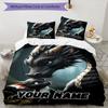 3PC Custom Name Dragon Moment Bedding Set Duvet Cover Closure Includes 1 Duvet Cover & 2 Pillowcases for Bedroom
