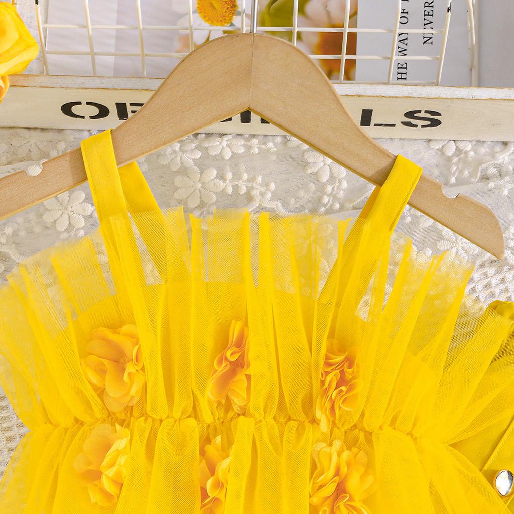 Varmsalg 2-7Å Jentedrakt Sommer Haltertopp Mesh + Utsvingte Bukser Jentemotedrakt Jentebukser