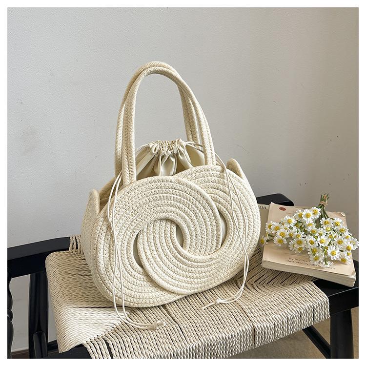 2026 Women's Color Block Straw Woven Beach Bag - Stylish, Elegant & Versatile Shoulder Tote