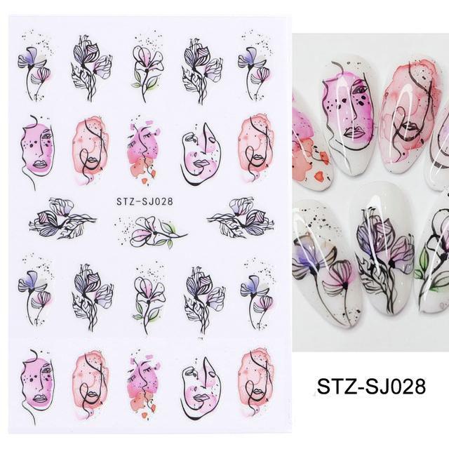 3D Fall Nail Stickers Gold Leaf Cotton Flowers Transfer Decals Nail Adhesive Sliders Manicure 2023 Autumn Decorations TRSTZ-SJ