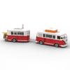 MOC Technisches Auto Kreativer VW T1 Campingbus und Anhänger 6 Noppen Breite Stadt Camping LKW Sets Bausteine Kinderspielzeug Geschenk