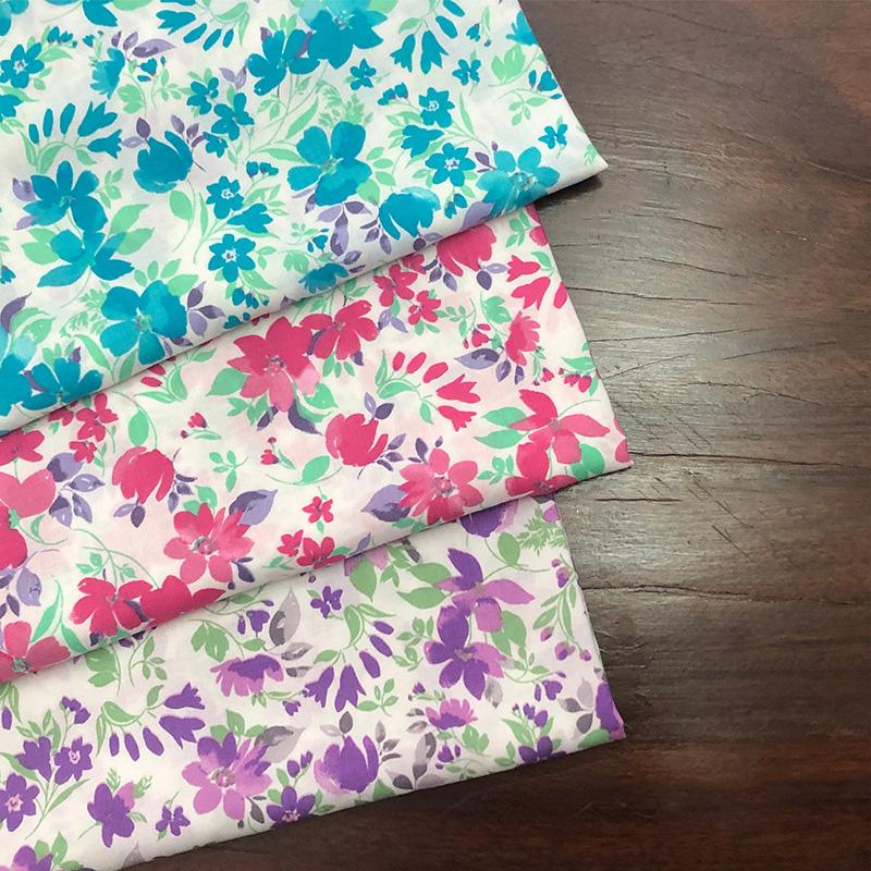 Floral Rayon Fabric Summer Digital Printed Thin Flower Tree for Sewing Pajamas Dresses 100*145cm