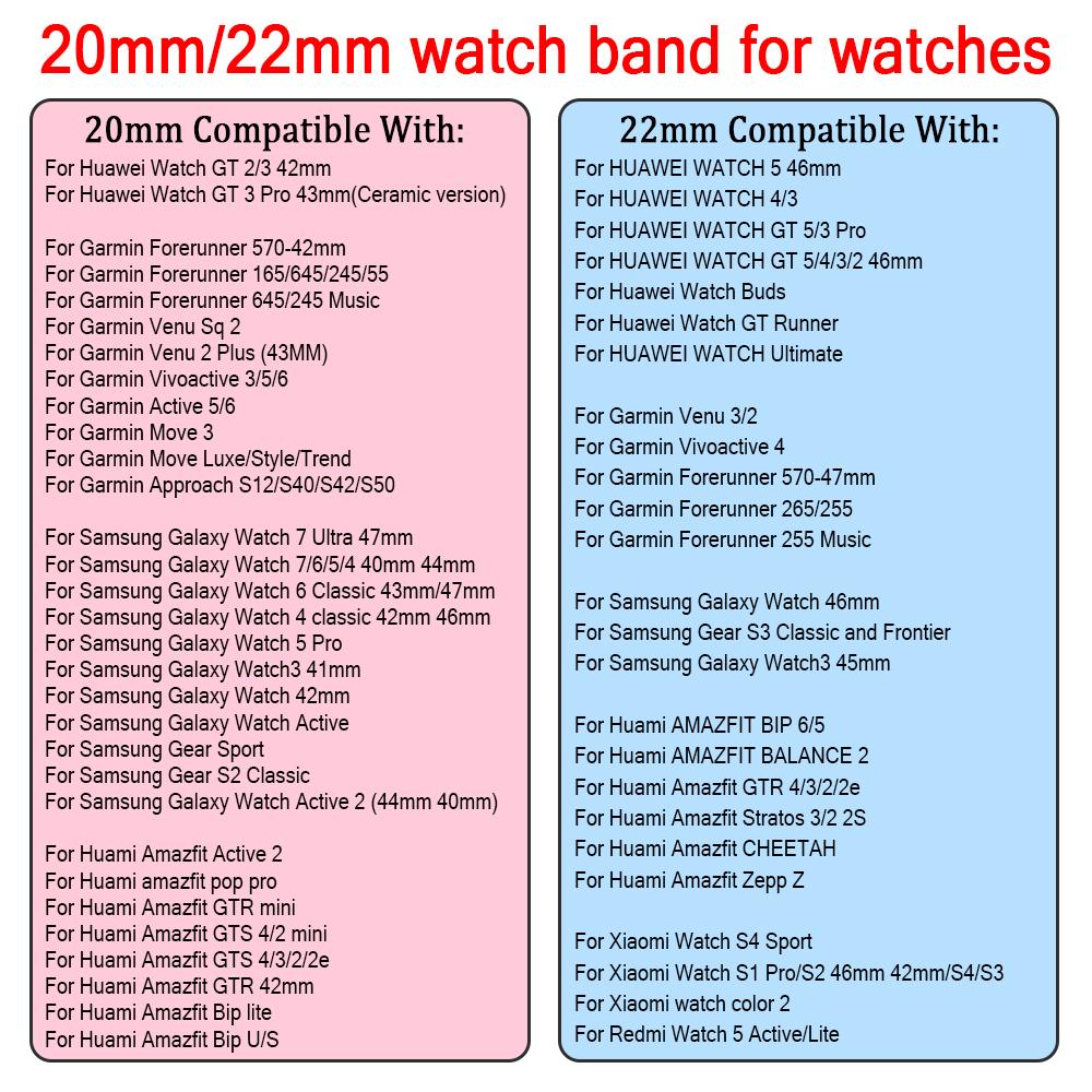 20mm 22mm Silicone Strap For Huami AMAZFIT BIP 6 5 BALANCE 2 GTS/GTR 4 3 2 GTS 4 Mini Active 2 Bracelet For HUAWEI WATCH 5 Bands
