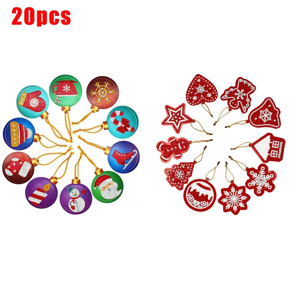 10/20/30pcs DIY Full Drills Diamond Painting Christmas Tree Pendant Hanging Ornament Christmas Decoration Natal Navided