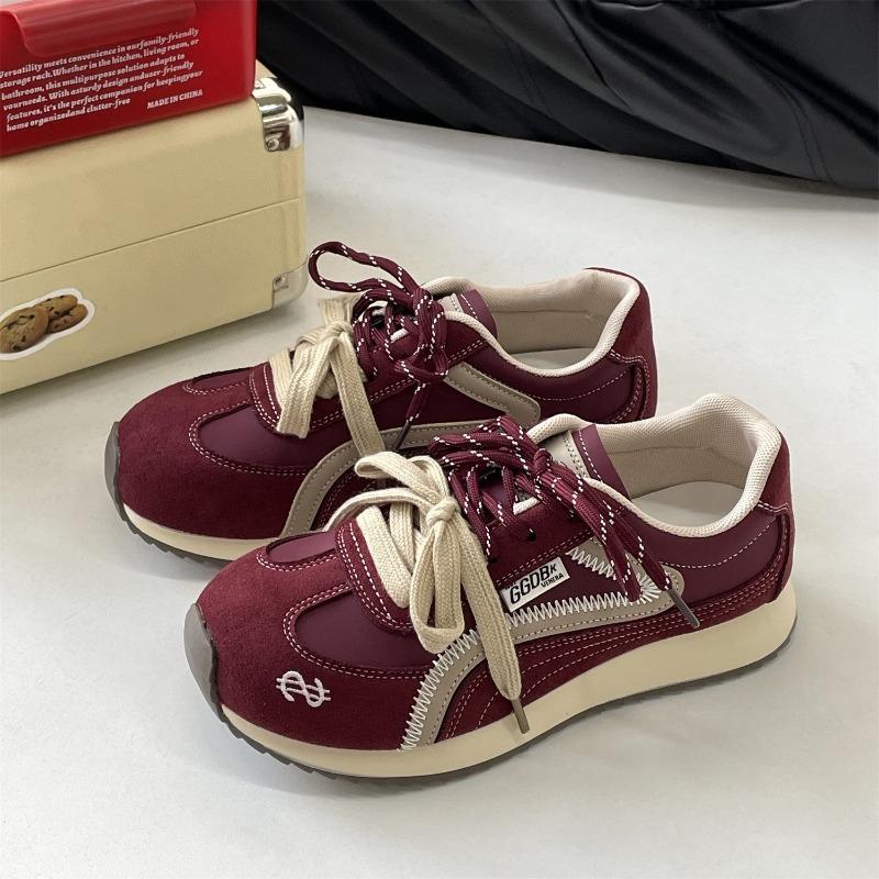 

Inner height increase women s autumn new retro thick-soled breathable mesh casual sports shoes 35 красный