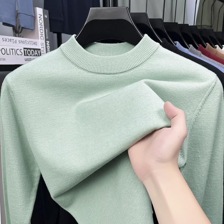 Spring and Autumn Long Sleeve T-Shirt Knitted Bottom Shirt Men's Crew Neck Long Sleeve Sweater