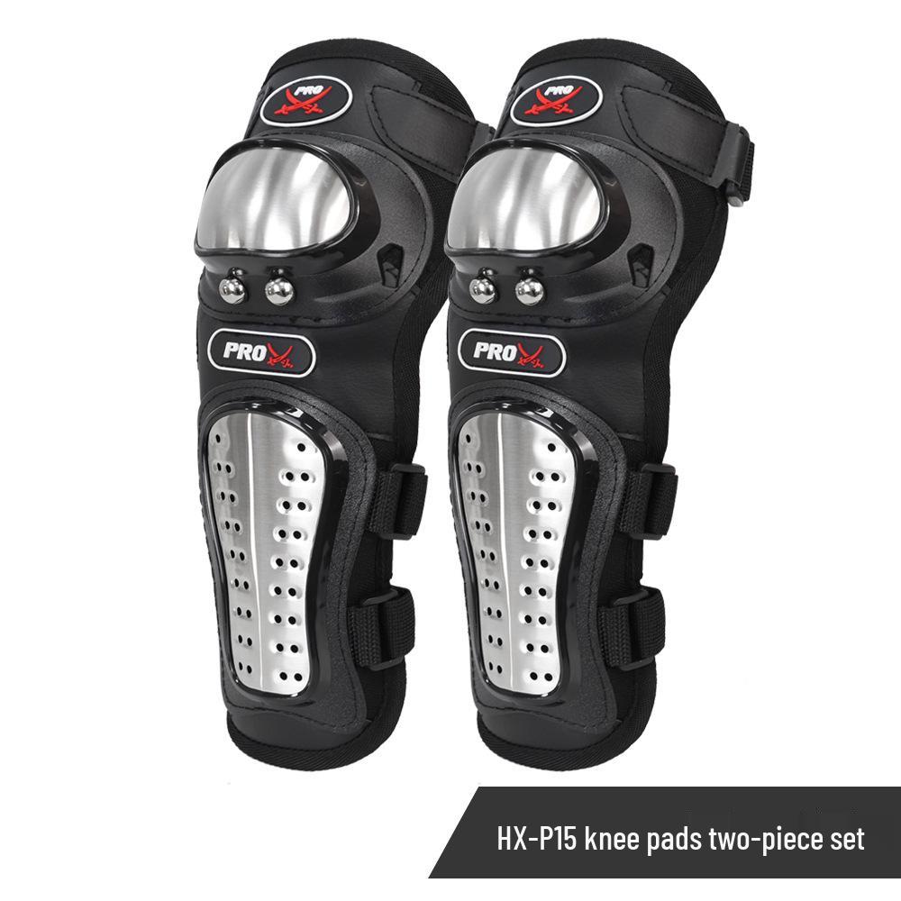 PRO X Motorcycle Anti-Fall Stainless Steel Knee & Elbow Pads Set for Off-Road Riding