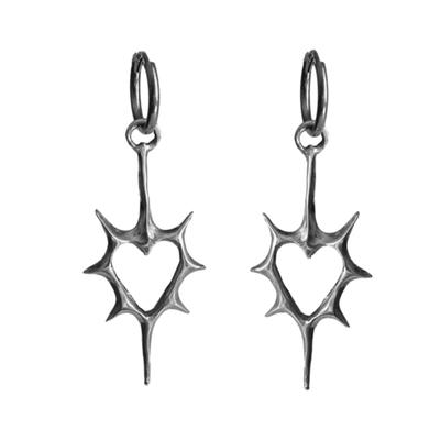 Gothic Hohl baumelnde Ohrringe Schlichte Punk Dorn Herz Creolen Hängeohrringe Statement Schmuck Mode Creolen