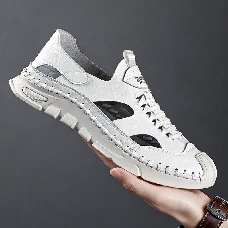 2025 Summer New Men's Roman Sandals Fashionable Versatile Soft Bottom Soft Surface Hollow Breathable Non-slip Deodorant Sandals