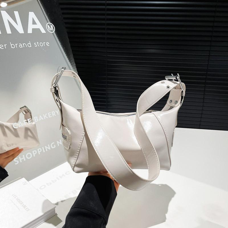 Y2k Cool Design Leather Zipper Single Shoulder Handheld Underarm Bag, Retro 2026 New Solid Color Bags