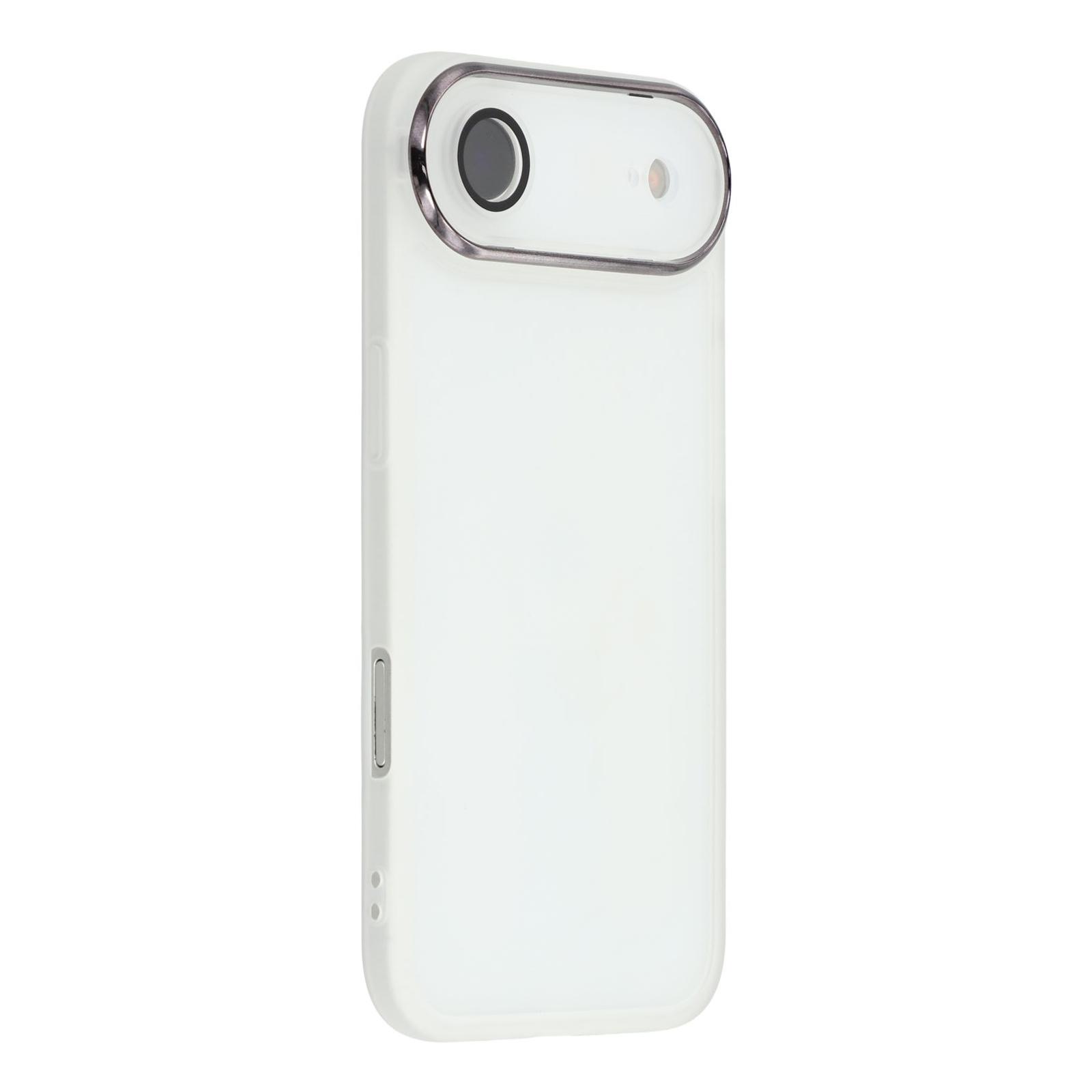 

For iPhone 17 Air Case Electroplated Camera Frame TPU Phone Cover Transparent White