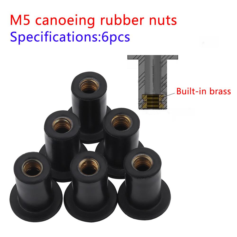 6pc M5 Rubber Well Nuts Windshield Bolts for Motorcycles Kayak Canoe Boats