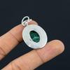 Oval Hjärta Chakra Naturlig Malakit 925 Sterling Silver Trendigt Hänge Smycke