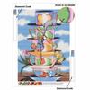 Full Drill Diamond Painting Kit Stacked Teacups with Cute Cat and Little Chick Pattern DIY Creative Craft Canvas for Home Decoration Art