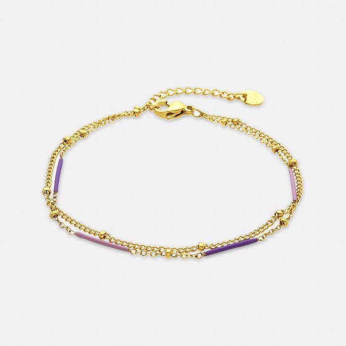 Bracelet - Luxenter - Lueo - Laque multicolfinition ore - finition or 18 carats - 16 cm + 3 cm de rallonge