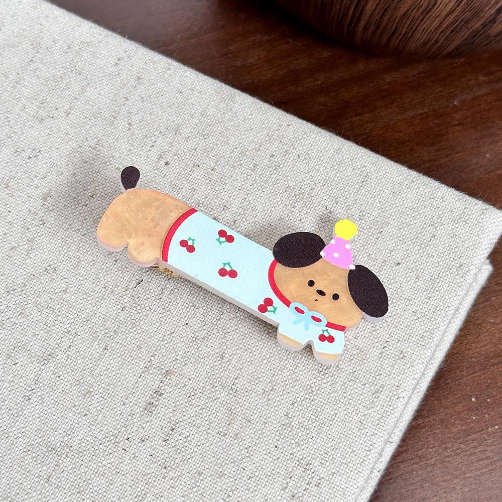 New Acrylic Dog Hairpin - Sweet and Cute Girl's Side Parting Hair Clip with Cartoon Hair Accessory