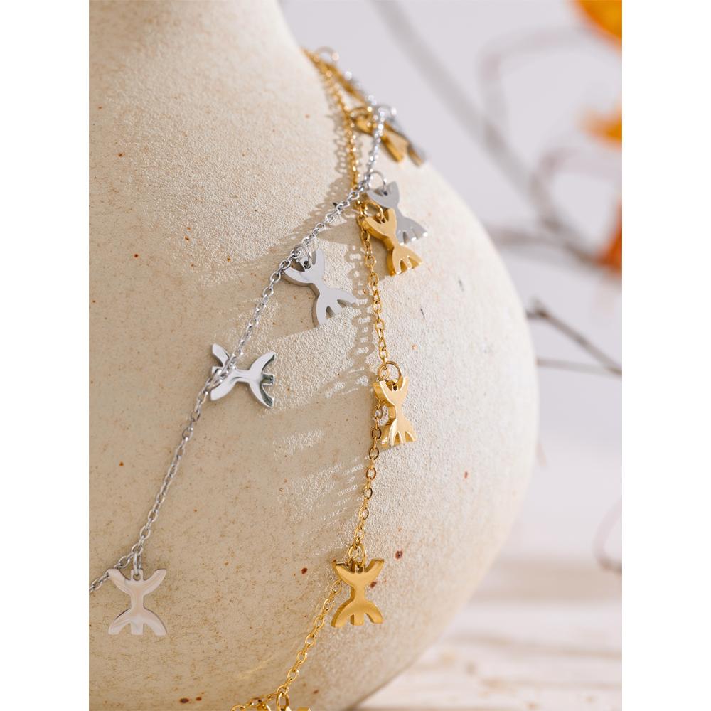 Yhpup Collier Géométrique Pendant Attrayant en Acier Inoxydable 316L Plaqué PVD 18K Accessoires de Bijoux Religieux Imperméables