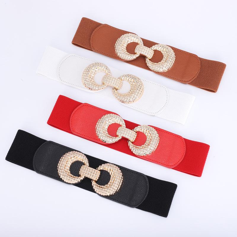 Elastic Belt Women'S 8-Shaped Buckle Wide Waist Seal Dress Decorative Waist Elastic Belt
