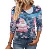 Women's Fashion Three-Quarter Sleeve Crewneck T-Shirt Casual Top for Everyday Wear
