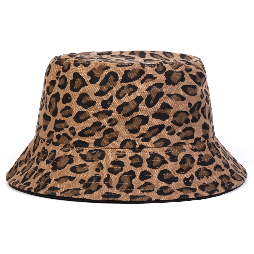 Unisex Leopardendruck Persönlichkeit Eimerhüte Fischerkappen Outdoor Freizeitkappe Sonnenschutzhut