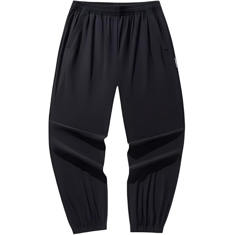 Anta Casual Simple Solid Color Tapered Loose Knit Sports Pants Men Bottoms Basic-Black 952528303-2