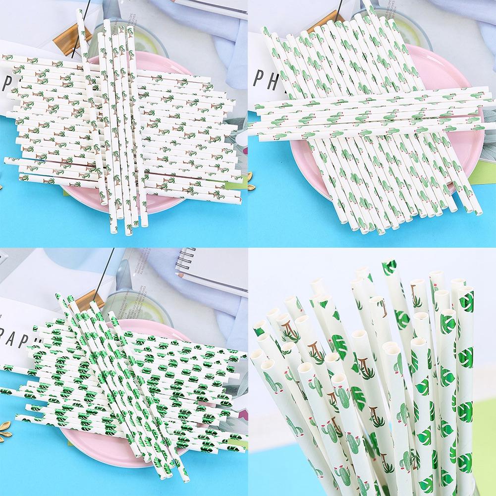 Cute Environmental Disposable Paper Straw Bar  Party Straw 25 Sticks(