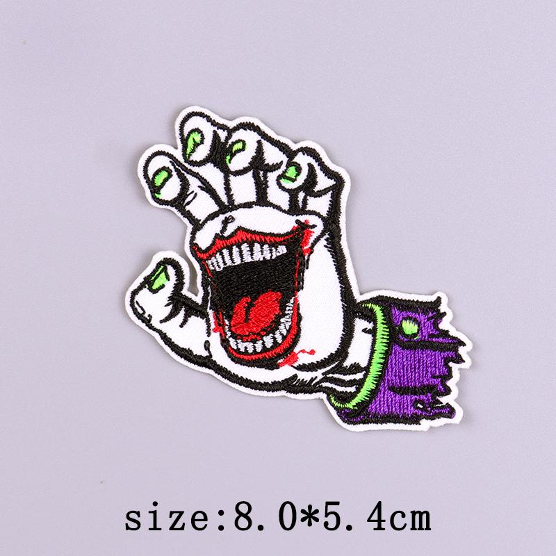 Punk Skull Embroidery Patch Iron On Patches For Clothing Hip Hop Embroidered Patches On Clothes Fusible Patch For Clothes Badges
