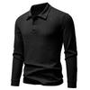 Men's Long Sleeve Polo Shirt Casual Textured Top for Men Spring Autumn Fashion Multi-Color Button-Down Collar Male Blouse