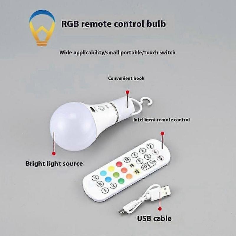 E27 RGB Rechargeable Light Bulb with Remote Control and Timer, Dimmable Touch Control, 2700K Smart LED Bulb for Home Decor and Parties