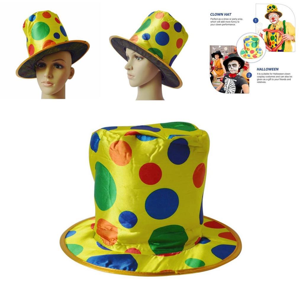 Halloween Party Performance Hat Clown Polka Dot Top Hat Magic Jazz Hat High Top Hat