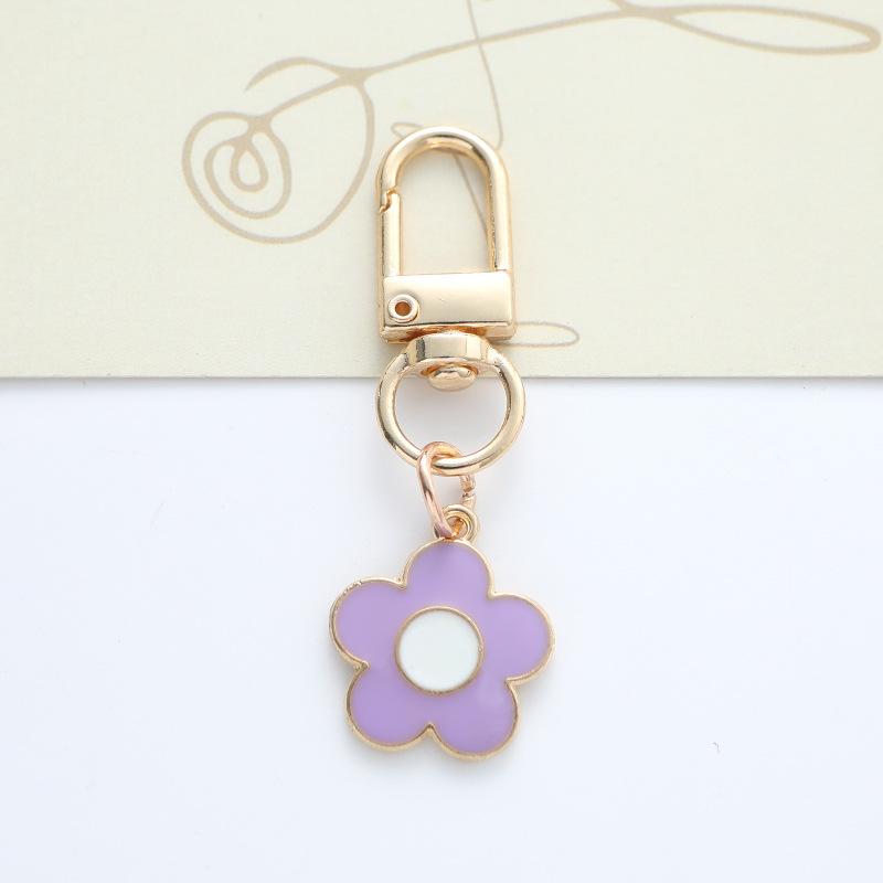 Lovely Sakura Flower Keychain Charm Enamel Pink White Black Women Bag Charms Key Ring Accessories