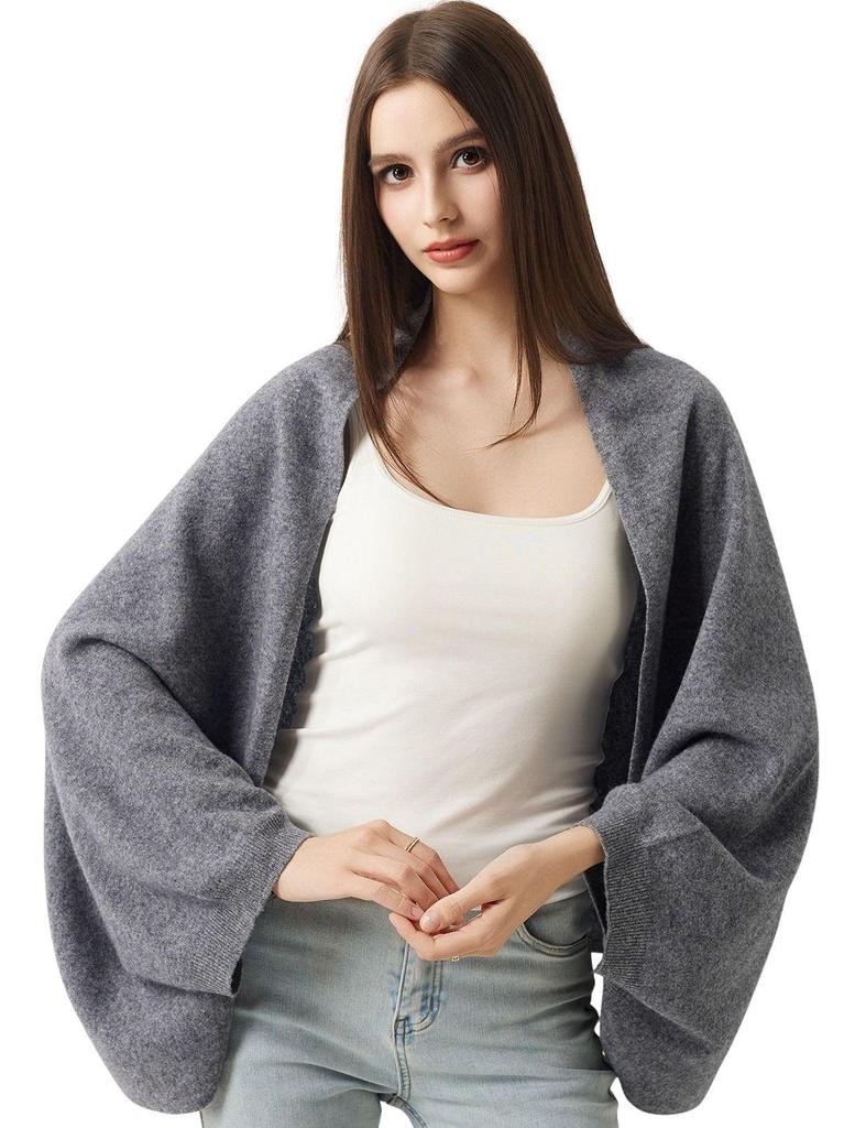 Women's Cozy Wool Shawl - Solid Color Knit for Autumn & Winter