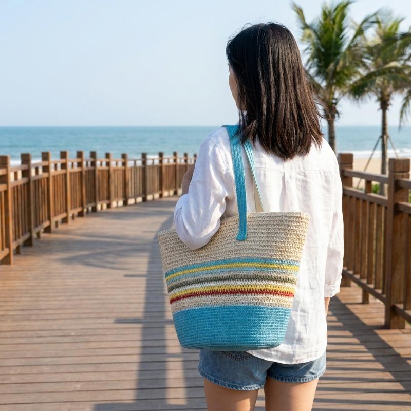 Straw bag women's summer bag fashion tote bag large capacity woven bag bucket bag women's bag