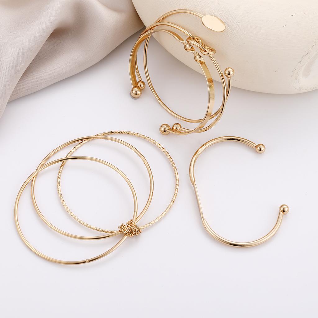 5 Pcs Boho Cuff Bangles Punk Gold Silver Color Geometric Metal Twist Bangles for Women Bracelets Men Exaggerated Jewelry Gifts