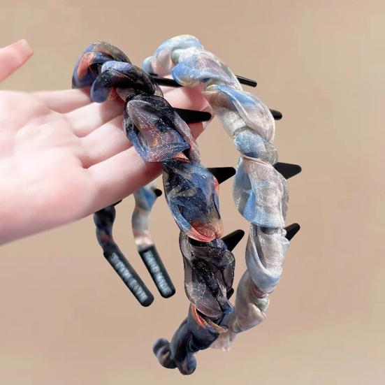 Women Headband Ribbon Decor Anti-slip Teeth Hair Hoop Versatile Bright Color Headdress Hair Accessories