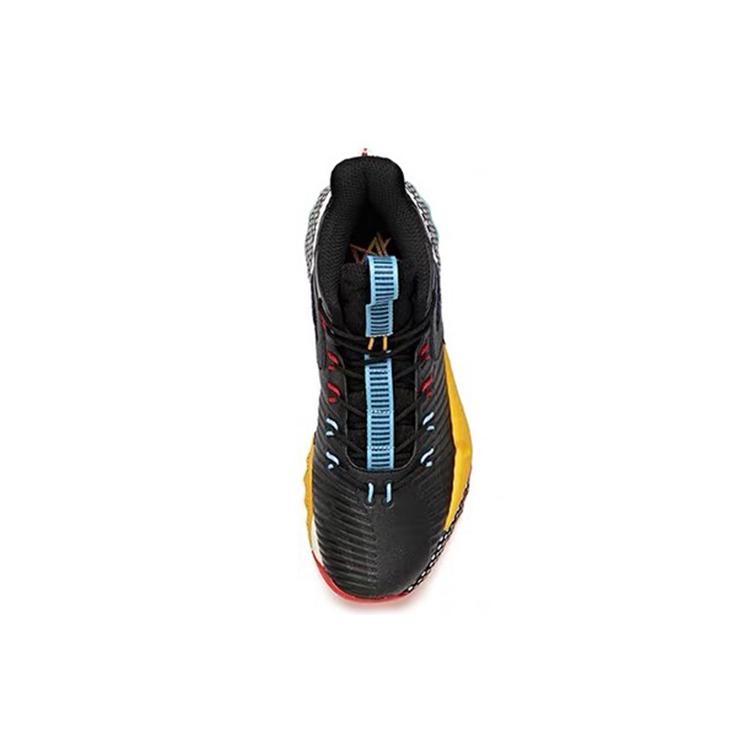 New Anta Speed Battle Anti-Slip Wear-Resistant High-Top Basketball Shoes Men's Black Yellow 11941606-4