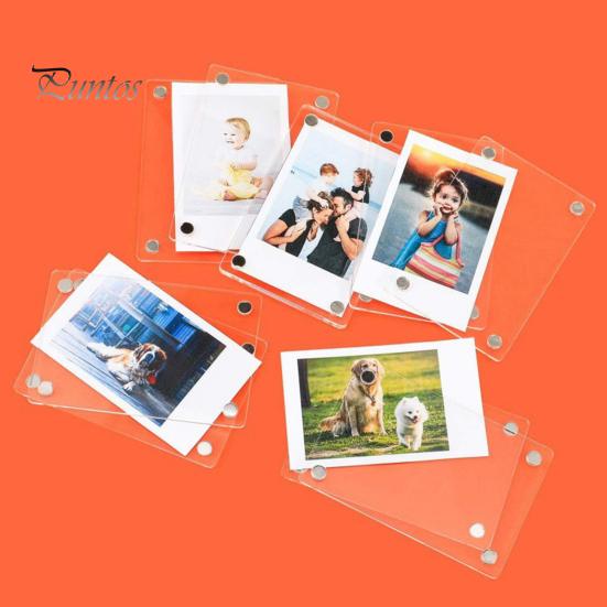 12Pcs Magnetic Photo Frame Refrigerator Magnet Double-sided Clear Acrylic Family Picture Display Frame Home Office Fridge Decoration Photo Holder