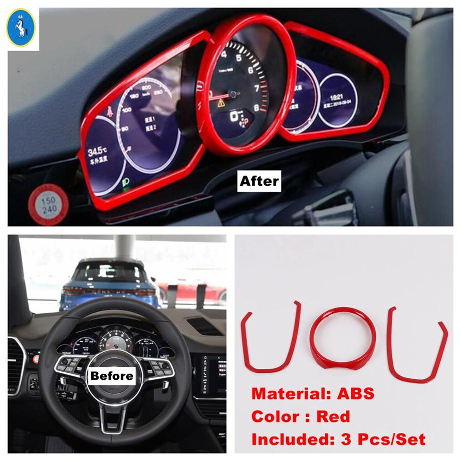 Dashboard Air AC / Lift Button / Cup Holder / Lights Control Panel Cover Trim For Porsche Cayenne 2018 -  Red Accessories