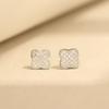 Classic Fashion Micro-inlaid Zircon Gold and Silver Gold-plated Earrings Versatile Leaf Stud Earrings Without Ear Holes Ear Clip Earrings for Women