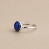 Lapis Lazuli Runder Statement-Ring, 925er Sterlingsilber Zargenring, Blauer Edelsteinschmuck